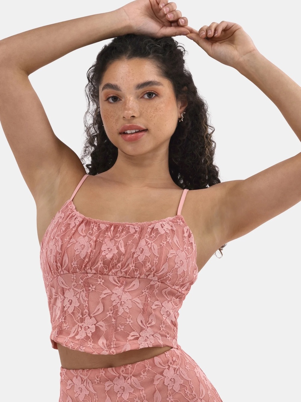 No Boundaries Pink Lace Cami Crop Top NWT women’s size small floral festival